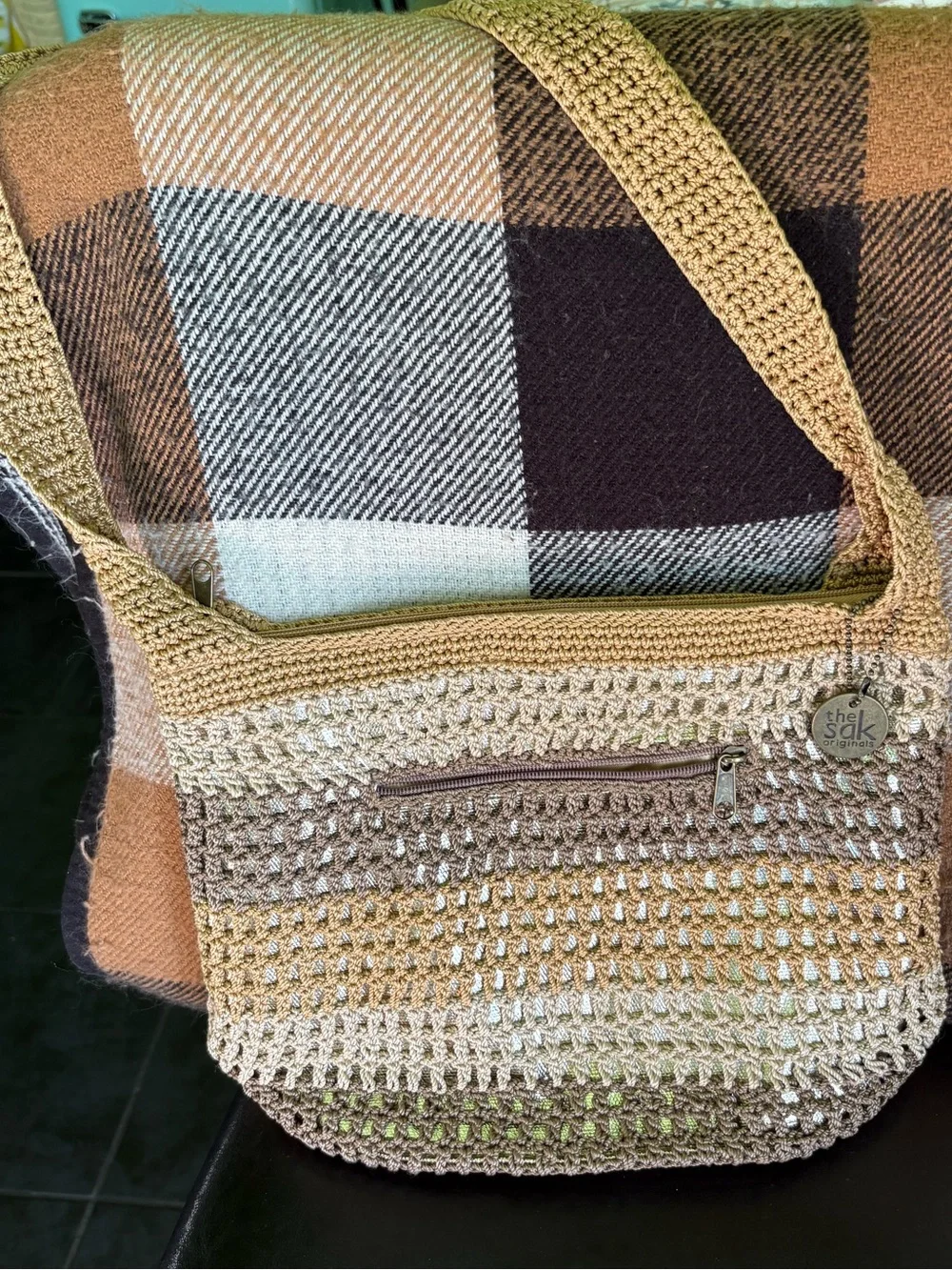 The SAK woven crochet raffia style hobo slouchy tote bag Beachy Resort wear